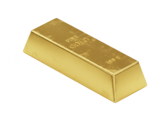 A solid rectangular gold bullion bar with a reflective surface on a black background