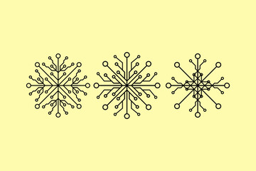 a striking geometric design that merges the elegance of a snowflake with the complexity of a circuit board. EPS 10