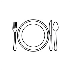 Simple dinner plate illustration isolated on white background isolated on transparent background