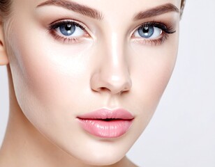 Fototapeta premium Close-up portrait of a woman with flawless skin and makeup