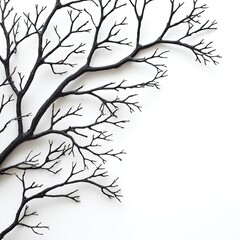 Obraz premium Black, skeletal branch arrangement against white background