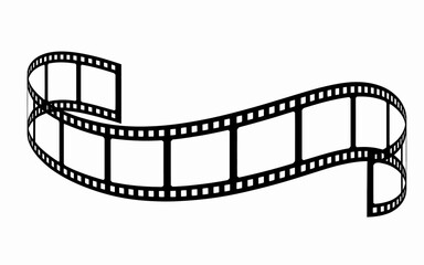 Curved Film Strip Illustration Black and White Movie Reel Design Element.