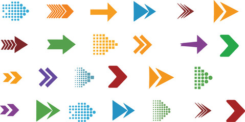 Fototapeta premium Dynamic arrow collection guides direction and progress forward