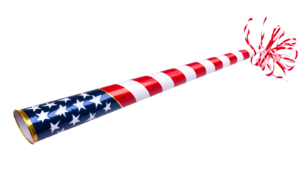 Party horn with patriotic theme and streamers