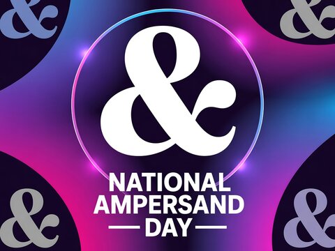 Celebrating national ampersand day with a vibrant glowing ampersand symbol on a colorful background