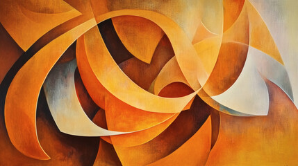 Abstract composition of warm hues and dynamic lines.