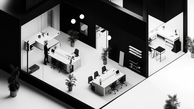 space sliced view of co-working real estate