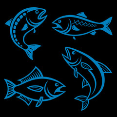Fototapeta premium Vintage Multicolor Tropical Fish, Retro Marine Life Postcard Vector Illustration, wall art vector travel postcard stamp, vector illustration of a fish, Vintage Tropical Fish, Retro Multicolor