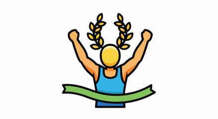 Winner Crossing Finish Line Illustration