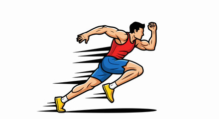 Cartoon Athlete Sprinting with Speed