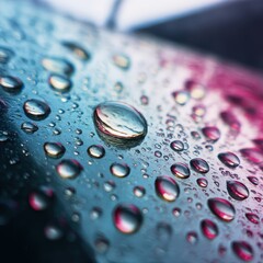 closeup of a raindrop on a car windshield