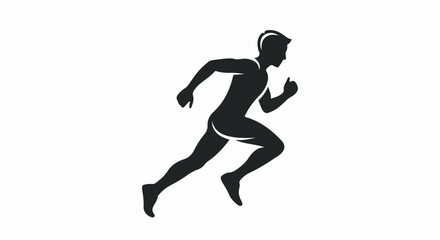 Running Man Silhouette on White Background