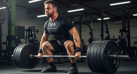 Strong Man Deadlifting Heavy Weight at Gym