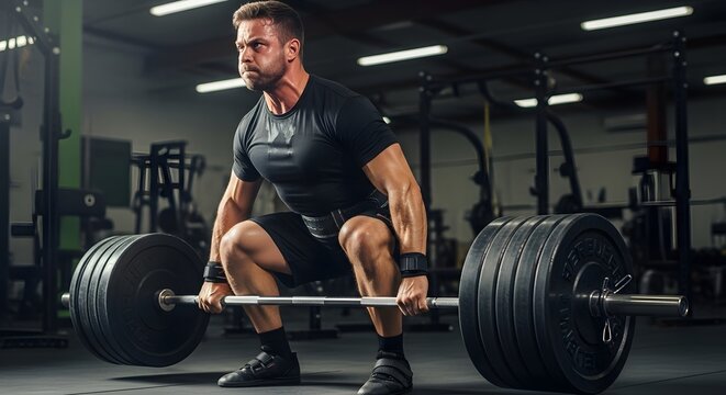 Strong Man Deadlifting Heavy Weight at Gym