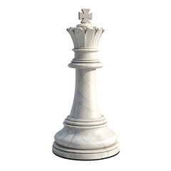 Fototapeta premium A single white king chess piece stands tall symbolizing strategy power and leadership in a competitive game of skill isolated on transparent background