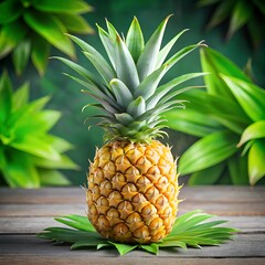 Fresh Pineapple With Green Leaves