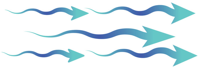 Air flow. Set of blue arrow showing air or wind flow. Wind direction arrows. Blue cold fresh stream from the conditioner. Air flow. Set of blue arrow showing air or wind flow eps 10