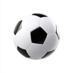 Obraz premium A classic black and white soccer ball sits against a plain background. This image captures the essence of sports and teamwork. Perfect for sports-themed designs or articles. AI