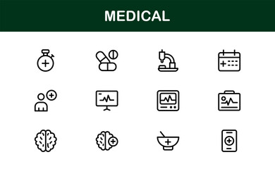 Medical Line Icon Collection – Unique, clean, and premium symbols designed for health, wellness, and clinical care visual communication