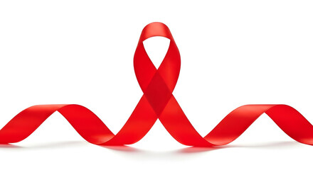 Red awareness ribbon on white background red ribbon