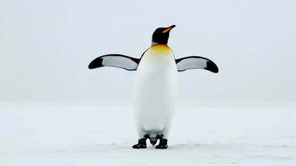 Emperor penguin displaying courtship behavior antarctic region wildlife photography icy environment close-up view natural behavior