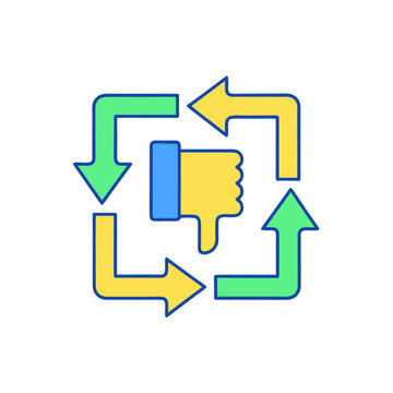 Negative feedback loop cycle with thumbs down icon