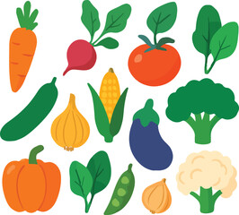 set of vegetables vector