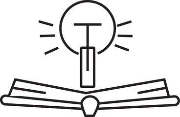 School Study and Book Icon – Minimalist Outline and Filled Style Vector Illustration