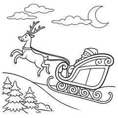 Black And White, Santa's Sleigh coloring page Black