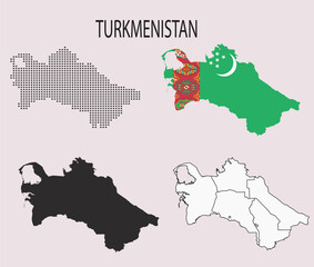 turkmenistan map set. turkmenistan map in official colors and proportions., map,Set of different maps 