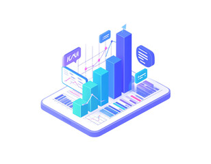 Fototapeta premium Firefly_3d Money Bag with dollar sign - Firefly_3D minimalist illustration with business graph and analytics data on isometric. Onlin