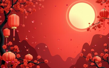 Obraz premium Traditional China Spring Festival Red Theme Art Background. High quality