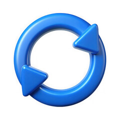 Blue circular arrows refresh reload icon isolated on transparent background