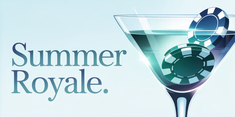 Refreshing Summer Cocktail with Poker Chips in a Stylish Martini Glass for Casino Nights