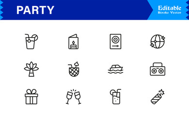 Premium Party Icon Collection – Bold, Fun, and Stylish Symbols for Festivities, Carnivals, and Special Occasions