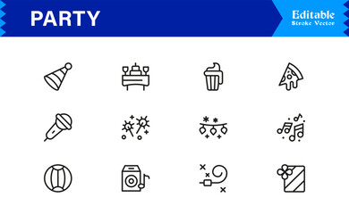 Premium Party Icon Collection – Bold, Fun, and Stylish Symbols for Festivities, Carnivals, and Special Occasions