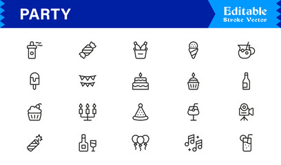 Premium Party Icon Collection – Bold, Fun, and Stylish Symbols for Festivities, Carnivals, and Special Occasions