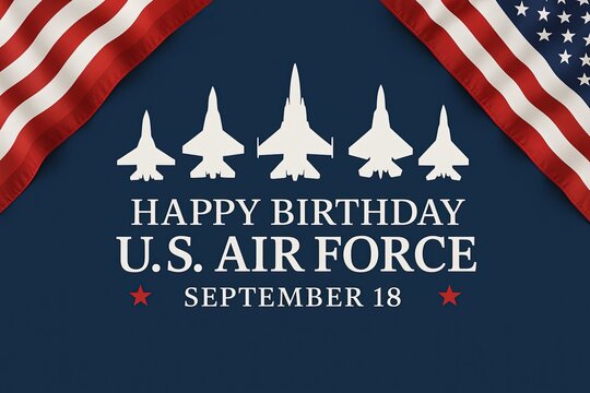 Commemorating U.S. Air Force Birthday with Flag, Planes, and Patriotic Theme, Generative AI