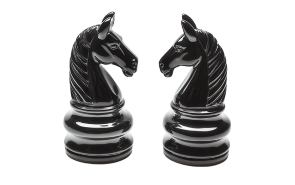 black chess knight black horse on transparent background, png