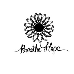 Minimalist line art illustration with the phrase “Breathe Hope,” symbolizing positivity, mindfulness, and emotional healing. Elegant continuous line design, perfect for inspirational prints, t-shirts,