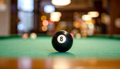 Eight ball on pool table interior
