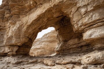 Natural stone arch standing tall in a desert landscape during midday sun