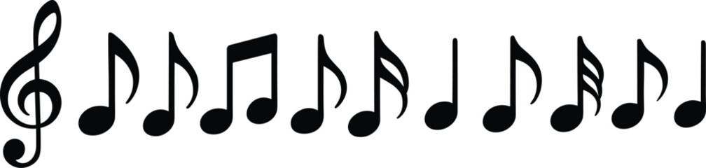 Musical Notes and Treble Clef Vector Illustration.