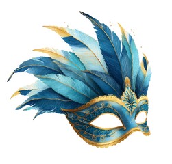 A carnival mask with feathers, clipart in the style of digital illustrations