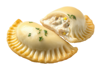 Delicious chicken and corn empanadas on transparent background