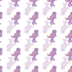 Cute Colorful Dinosaurs Vector Seamless Pattern