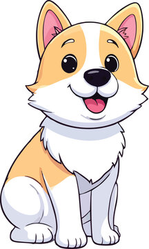 cute cartoon dog sitting on a white background