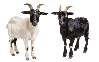 Fototapeta premium Black goat collection portrait on transparent background, png