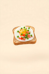  Toast with Sunny Side Up Egg and Vegetables &mdash; Minimalist Breakfast Concept