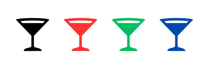 Set of cocktails glass, set of colorful drinks glass icons, set of colorful cocktails glass icons, 